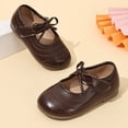 thumbnail image 3 of Girls Dress Shoes Toddler Little Kid Flats Mary Jane School Bowknot Flower Girl Party Ballerina Flat Shoes Brown 24, 3 of 5