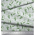 thumbnail image 2 of Soimoi Green polyester Crepe Fabric Leaves & Tulip Floral Printed Fabric 1 Yard 42 Inch Wide, 2 of 3