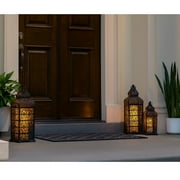Temple Moroccan Style Lantern Decorative Candle Holder for Home Decor, Black, Set of 2