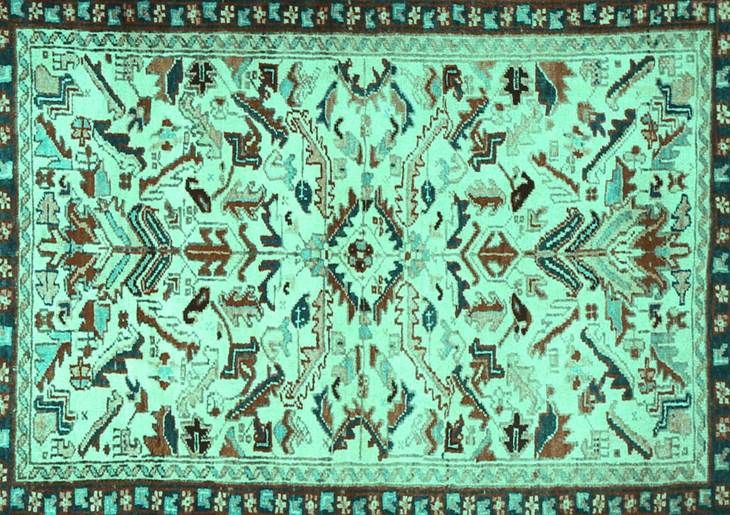 Ahgly Company Indoor Rectangle Animal Turquoise Blue Traditional Area