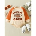 thumbnail image 2 of Seyurigaoka Infant Baby Girls Boys Romper Tops Letter Rugby Print Contrast Color Jumpsuits Long Sleeve Round Neck Bodysuits, 2 of 9