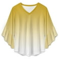 thumbnail image 4 of Aesthetic Honey Yellow And White Gradient Women's V-Neck Blouse With 3/4 Ruffled Bell Sleeves Casual Top Ladies Blouses, 4 of 7