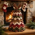 thumbnail image 6 of Christmas DIY Quilted Tree Tabletop Decor Hand Stitched Fabric Patchwork Xmas Tree Ornament Vintage Holiday Decoration for Home Mantel Shelf Countertop Christmas Party Display, 6 of 6