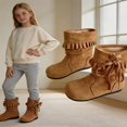 thumbnail image 2 of WAVSUF Fleece Mid Calf Boots for Girls Lace Up Wide Width Soft Comfort Fall Cute Daily Boots Brown Size 2T, 2 of 9