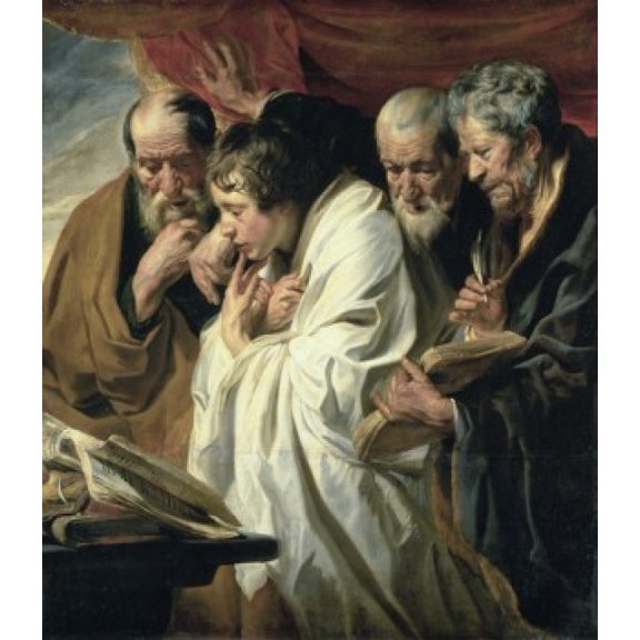 FOUR EVANGELISTS THE OIL ON CANVAS Jordaens Jacob 1593 d1678 Flemish Musee du Louvre Paris Canvas Art - Jacob Jordaens (18 x 24)