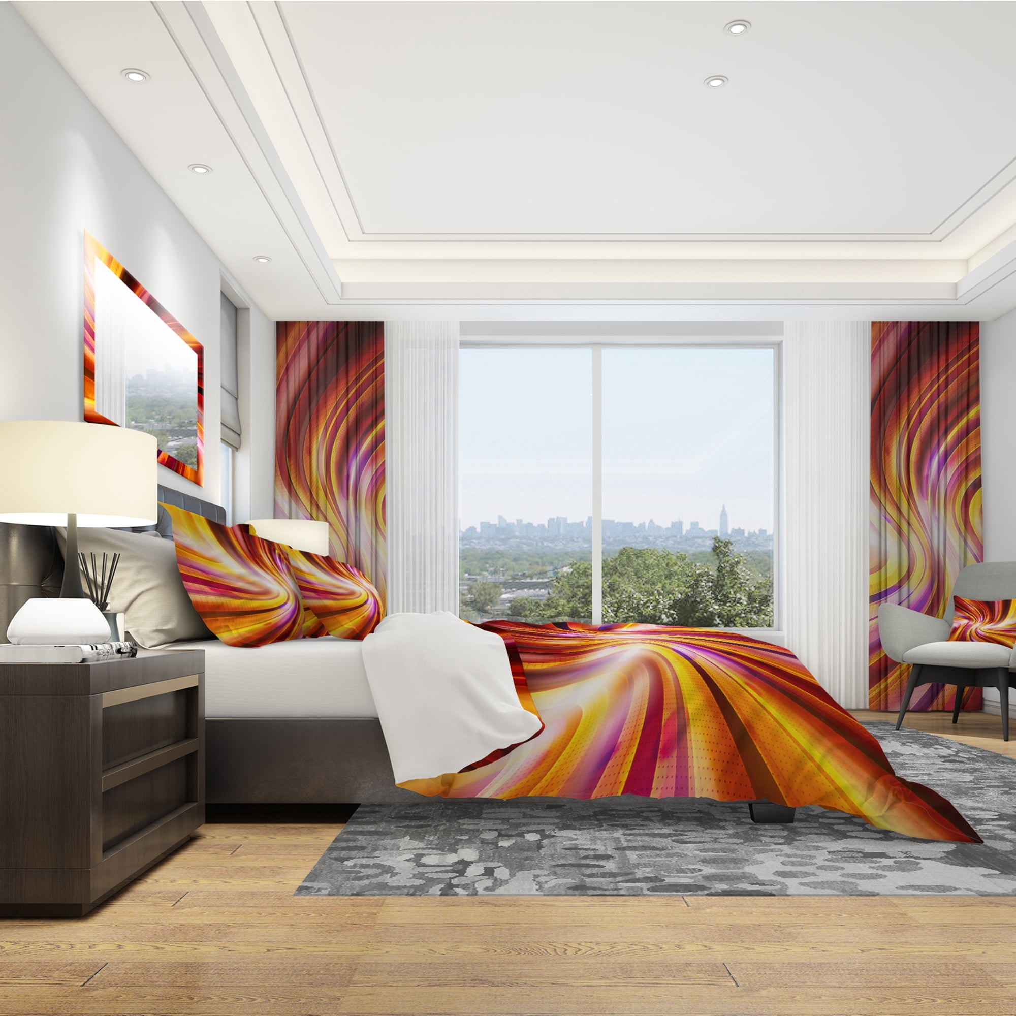 Designart 'Warm Rainbow Abstract' Modern & Contemporary Duvet Cover Set