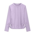 thumbnail image 6 of SNKSDGM Girls Cute Tops for Girls 10-12 Not Cropped Shirts for Girls 12-14 Trendy Children Kids Girls Long Sleeve Crew Neck Ruched Knot Side T Shirt Top Casual Loose Tee Shirt Blouse 5-6 Years, 6 of 7