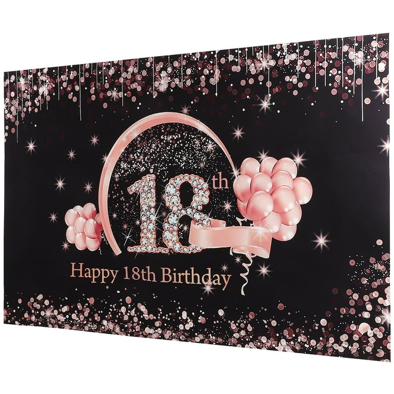 Happy 18th Birthday Backdrop 18 Years Old Party Decoration Banner