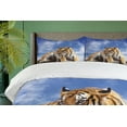 thumbnail image 4 of Ambesonne Savannah Duvet Cover Sets, Tiger on Wood Wildlife, 2-King, Mustard Black and Blue, 4 of 7