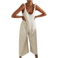 thumbnail image 2 of DPTALR Femmes Été Couleur Unie Sans Manches Col Rond Casual Jambe Large Combinaison, 2 of 5