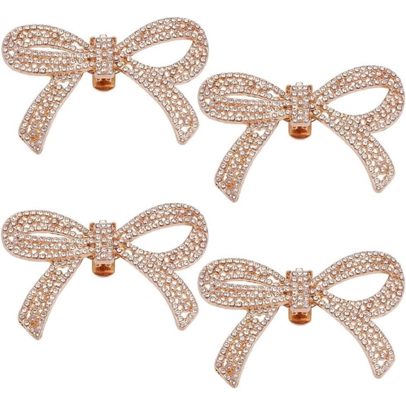 1 Box 4Pcs Shoe Clips Removable Rhinestone Shoe Charms Embellishments Decorative Shoes Jewelry Buckle Clip for Women Heels Bridal Wedding Party Bags Hats Accessories Light Gold Golden