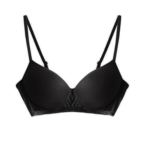YHGFVOKJ Bras for Women Young Girls Casual Breathable Flower Top Underwear without Steel Ring Gathering Adjusting Bra Backless Bra Black S