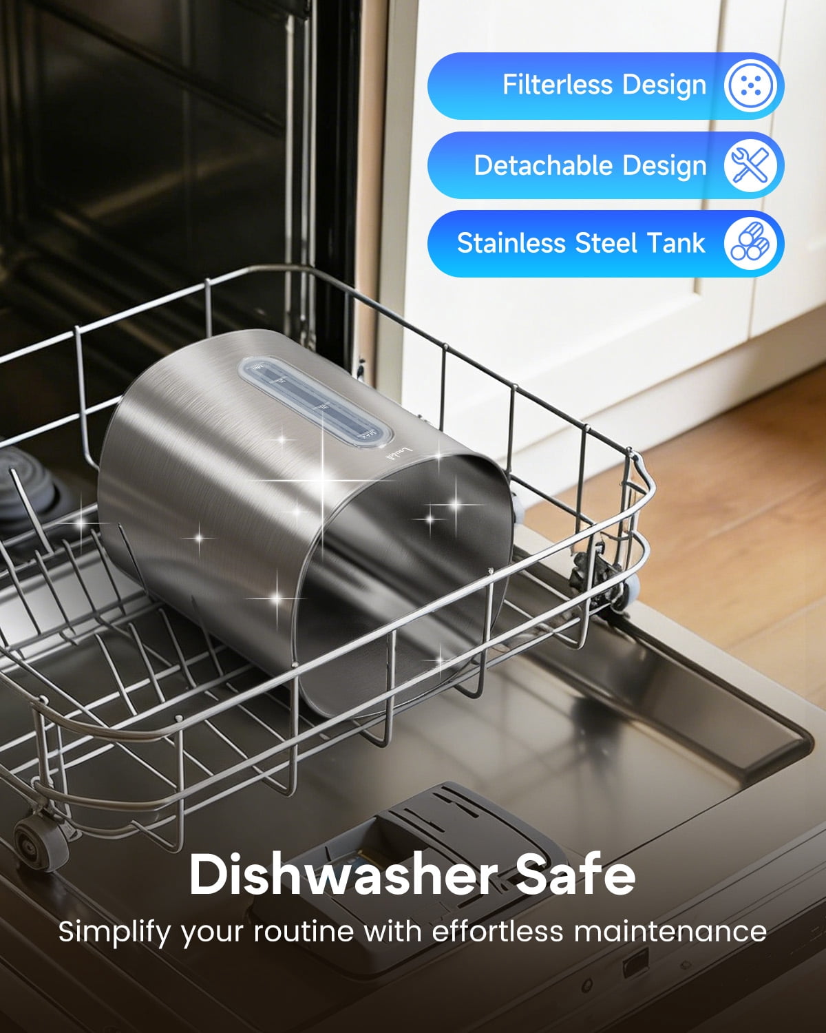 Stainless Steel Cool Mist Humidifier, 4L/1Gal Easy Clean, Dishwasher Safe, Quiet Humidifier for Bedroom, Baby Nursery, Rooms, up to 500 Sq ft