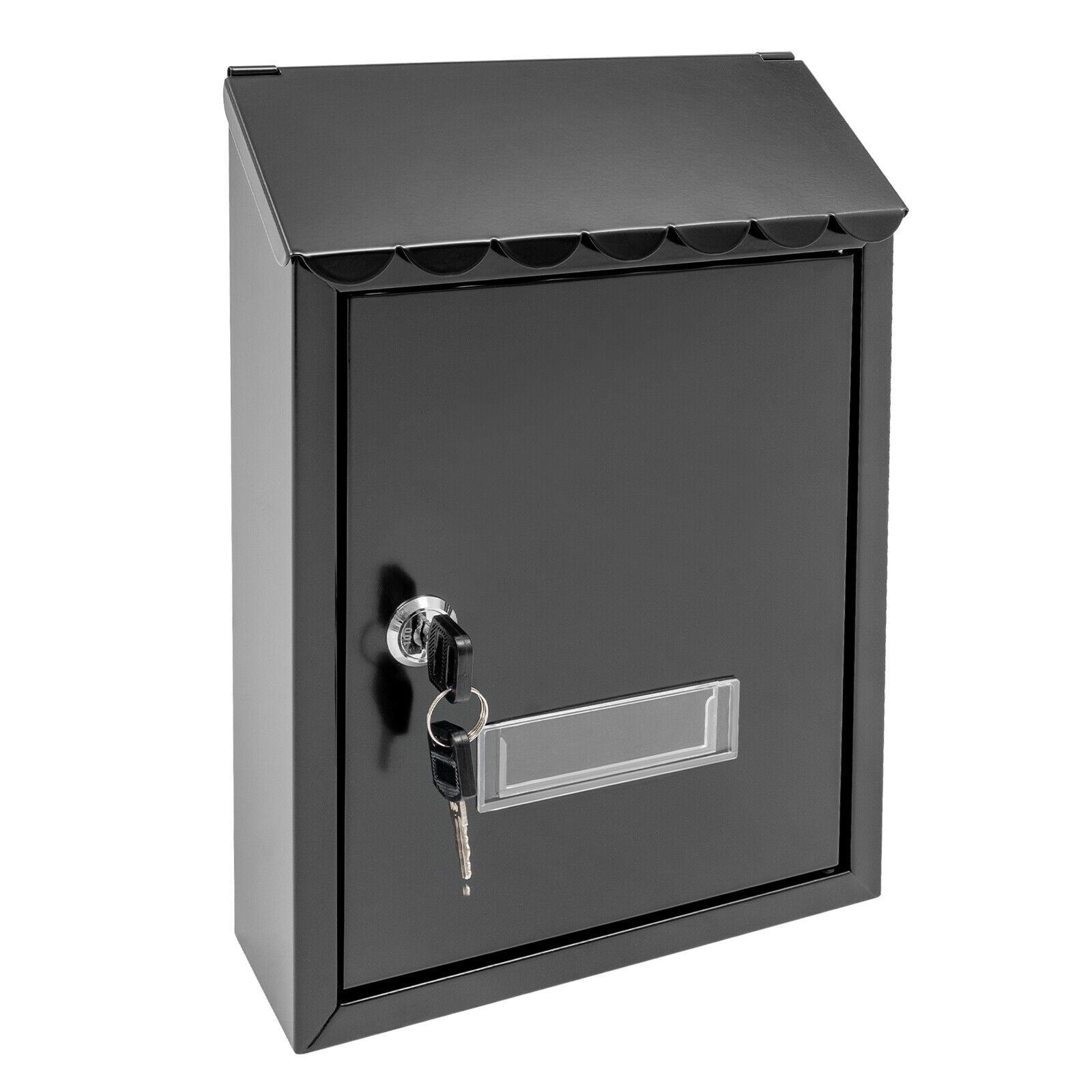 Fashion Mail Box Modern Wall-mounted Design Black Wall-Mount Mailbox, Galvanized Iron Mailbox with Key Lock