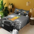 thumbnail image 2 of Ambesonne London Fitted & Top Sheet Set with Shams, Big Ben Bridge Night, Grey Yellow, 2 of 5