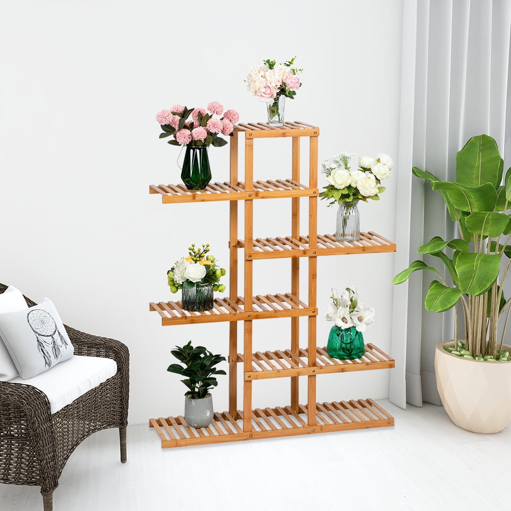 Large Plant Stand Indoor Outdoor,6 Tier Tall Wood Plant Shelf Multiple ...