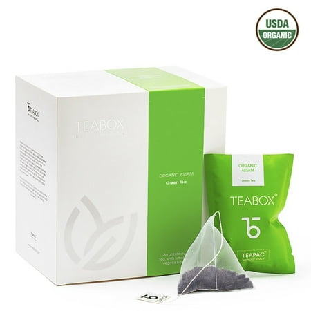 Organic Assam Green Tea | Low Caffeine, High Anti - Oxidants | Natural Ingredients: Assam Green Tea, 36g | 1.27ounces 16 Teapac Teabags, Sealed-at-Source Freshness from (Best Green Tea In India)