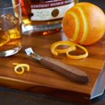 thumbnail image 3 of Channel Knife, Cocktail Garnish Citrus, herramienta de barra de madera de nogal y acero inoxidable con remaches, juego de 1, marrón, 3 of 5