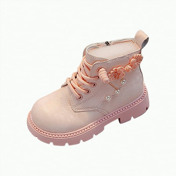 HCNTES Boys Girls Boots Lace Up Combat Ankle Boots Toddler Fashion Shoes for Toddler Kids Unisex(10,Red&h1)