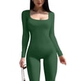 thumbnail image 4 of TAIAOJING Women's Long Sleeve Bodysuit Womens Open Back Long Sleeve Flared Bottom Pants Romper Bodycon Jumpsuit Yoga Rompers, 4 of 6