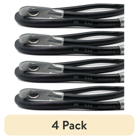 (4 pack) EverStart 6 Gauge Top Post Battery Cable, Single Auxillary Lead