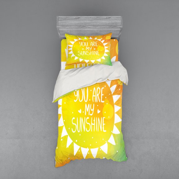 Ambesonne Yellow Bedding Set 3 Pcs, Sun Love Art, Twin XL, Yellow
