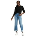 thumbnail image 2 of Time and Tru Women's High Rise Straight Leg Cuffed Jeans, 29" Inseam, Sizes 2-20, 2 of 7