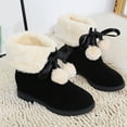 thumbnail image 4 of Lovskoo 2024 Cute Snow Boots for Women Faux Suede Slip On Invisible Height Increasing Elevator Shoes Plush Fleece Lined Mid Calf Booties Black, 4 of 9