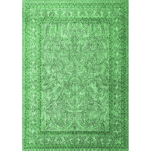 Ahgly Company Indoor Rectangle Persian Emerald Green Traditional Area Rugs, 4' x 6'