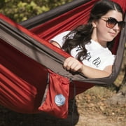 Equip Lightweight Portable Nylon Camping Travel Hammock, 1 Person Red and Taupe, Size 116 L x 59 W
