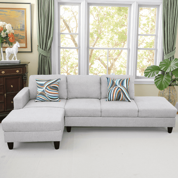 MAYEERTY Modern Adult Grey Chenille Couch Living Room Sofa Set