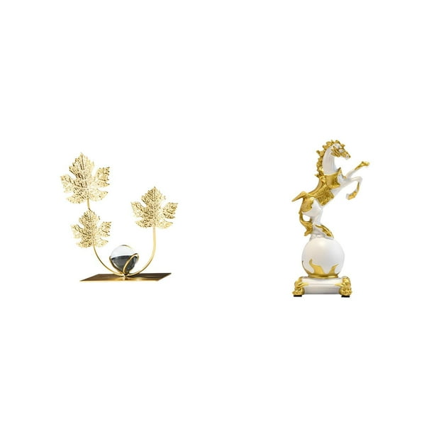 Estatua de figura,Estatuas de hojas y flores de metal,esculturas decorativas,Figura de escritorio,Estatua de caballo en estante,escritorio,oficina,decoración del hogar,Figura decorativa de