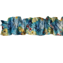 Hawaiian Tropical Floral Print Cotton Curtain Sleeve Topper Window Treatment