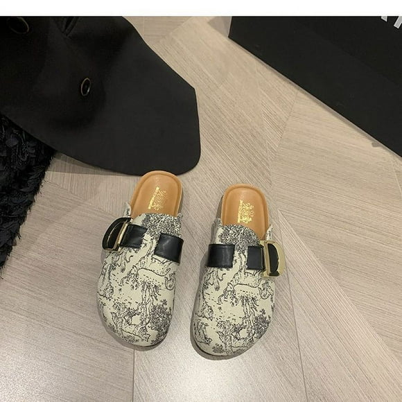 Chaussons Rétro Baotou Français Demi-Mules Chaussures d'Extérieur pour Femmes Printemps/automne Nouveau design Semelle Plate Chaussures Paresseuses Muller