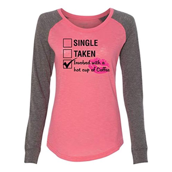 Involved with Coffee Valentine's Day Women's Raglan Long Sleeve Shirt-Coral/Granite-XXL