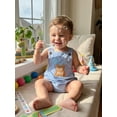 thumbnail image 3 of BemeyourBBs Baby Boy First Birthday Romper Overalls Outfit One Years Old 1st Birthday Clothes Sleeveless Square Neck Animal Balloon Embroidery Bodysuit Playsuit, 3 of 8