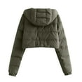 thumbnail image 3 of Generic Womens Cropped Puffer Jacket Winter Long Sleeve Zip Up Quilted Padded Short Coat, 3 of 3