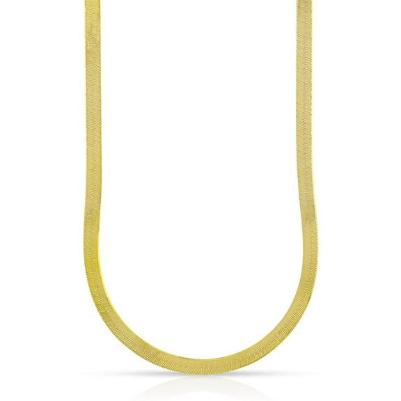 .925 Sterling Silver 3mm Herringbone Chain, FREE Microfiber Cloth, Yellow Gold Plated Flat Imperial Link Mens Womens Necklace, Giorgio Bergamo 16