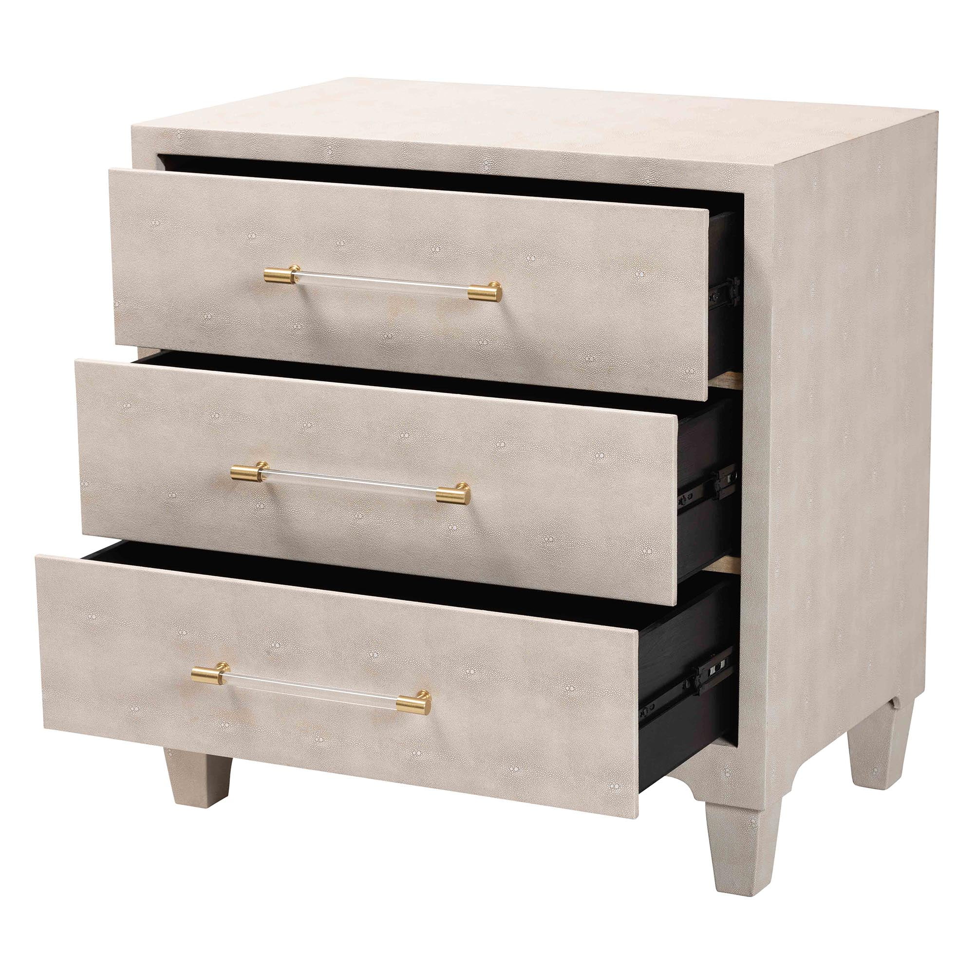 Baxton Studio Nira Modern Storage Cabinet, 3-Drawer, Brass