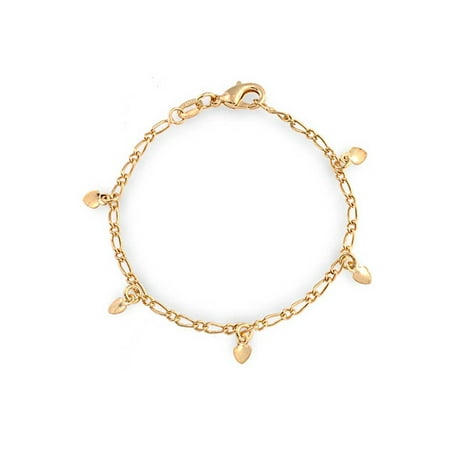 Bling Jewelry Gold Plated Baby Kids Heart Charm Bracelet 5 Gold Plated Baby Kids Heart Charm Bracelet 5 Inch
