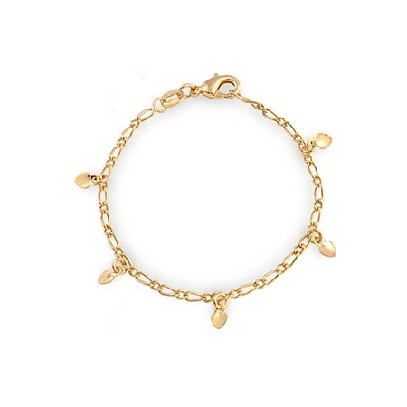 Tiny Simple Fashion Dangling Hearts Charm Bracelet For Women For Small Wrists 5 Inch 18K Gold Plated (Best Bracelets For Small Wrists)