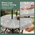 thumbnail image 5 of Round Outdoor Tablecloth with Umbrella Hole and Zipper, Grey Spring Floral Tablecloth with Elastic Waterproof, Daisy Flowers Elegant Farmhouse Art Patio Table Covers for 31" - 35" Picnic Pool Tables, 5 of 9