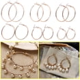 thumbnail image 5 of 12 Pairs 6 Sizes Beading Earring Hoop Round Earrings Hypoallergenic Hoop Earrings Open Beading Hoop Earring Findings for DIY Crafts Gift Wedding Party Festival Favor(Gold, Silver), 5 of 5