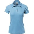 thumbnail image 2 of A2Y Women's Basic Casual Essentials 4-Button Junior-Fit PK Cotton Pique Polo Shirt Lightblue L, 2 of 6