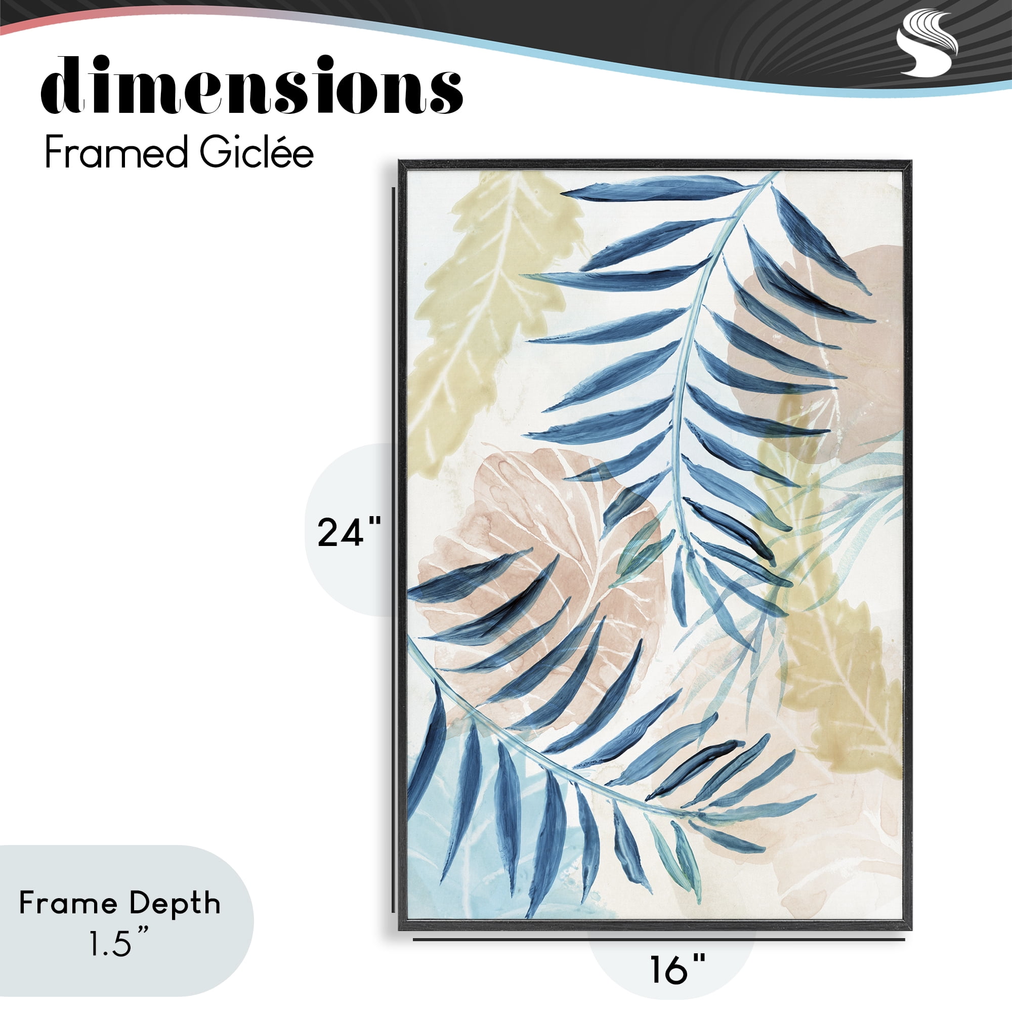 Stupell Industries Palm Fronds in Pastel Haze Black Framed Giclee Art, design by Nan