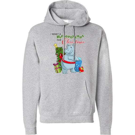 Inktastic I Want a Hippopotamus for Christmas Adult Hoodie Sweatshirt