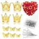thumbnail image 1 of Juego de Accesorios de Ramillete de Flores de 140 Piezas, 4 Piezas de Mini Dorada, 36 Piezas de Pegatinas de Mariposa Doradas 3D y 100 Piezas de Alfileres de Diamantes, 1 of 5