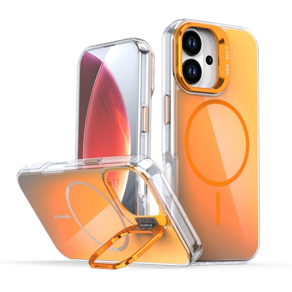 Cute Case for iPhone 17 (6.3 inch) Case with Stand for Women Girls [Compatible with Magsafe] Aesthetic Glitter Sparkly Bling Magnetic Phone Cover with Camera Lens Kickstand