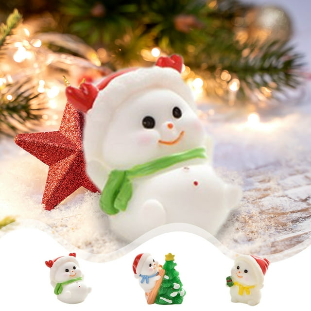 Fiudx Muñecos Navideños, Adorable Muñeco de Nieve de Resina, Decoración Navideña Festiva, Artesanía Exquisita, Versátil para Repisas y Mesas, Color Rojo, Perfecto para Regalos Navideños, Tamaño 3,4 X