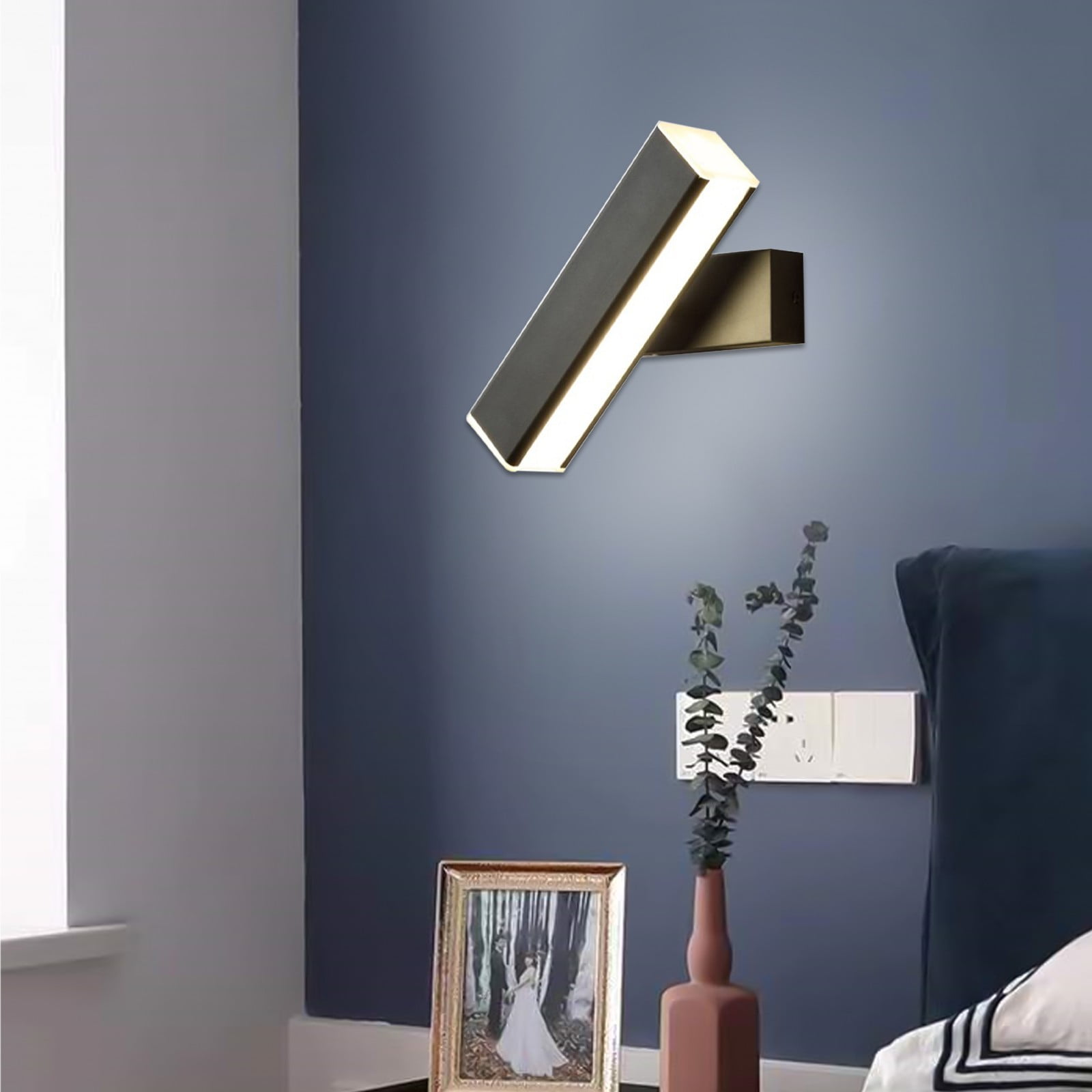 LED Wall Sconce Indoor Lighting Fixture, 360° Rotating Adjustable Wall Lamp for Bedroom Living Room Corridor Study, Energy Saving Modern Decorative Lighting for Home